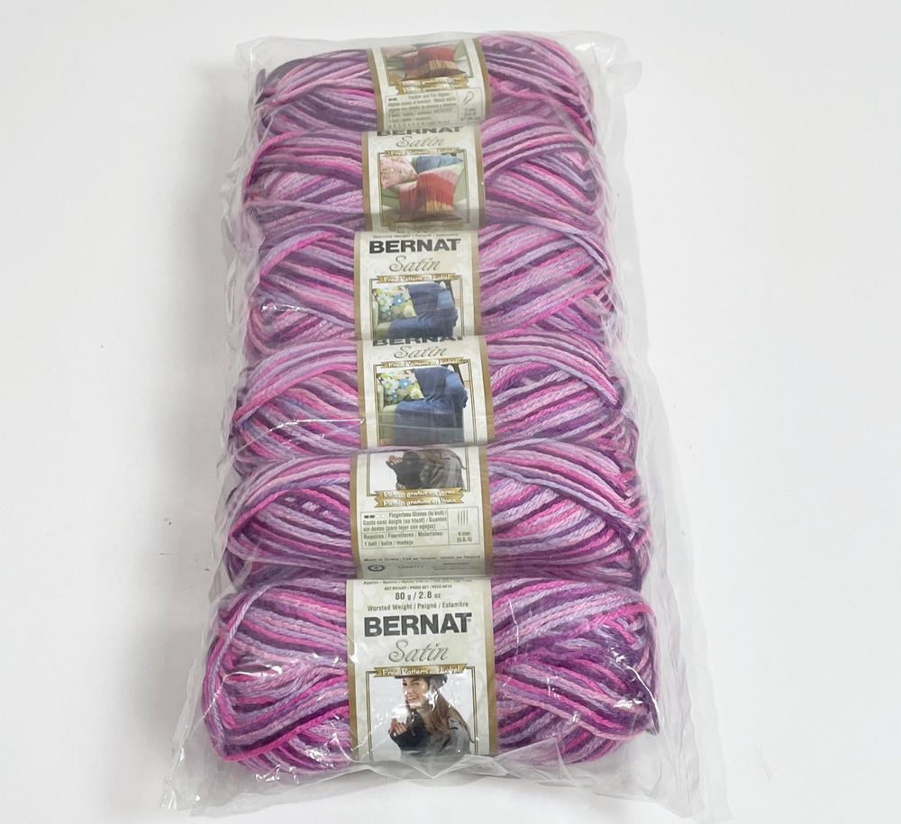 Bernat Satin Acrylic Yarn Florals 2.8 oz 160 yds 6 Pack